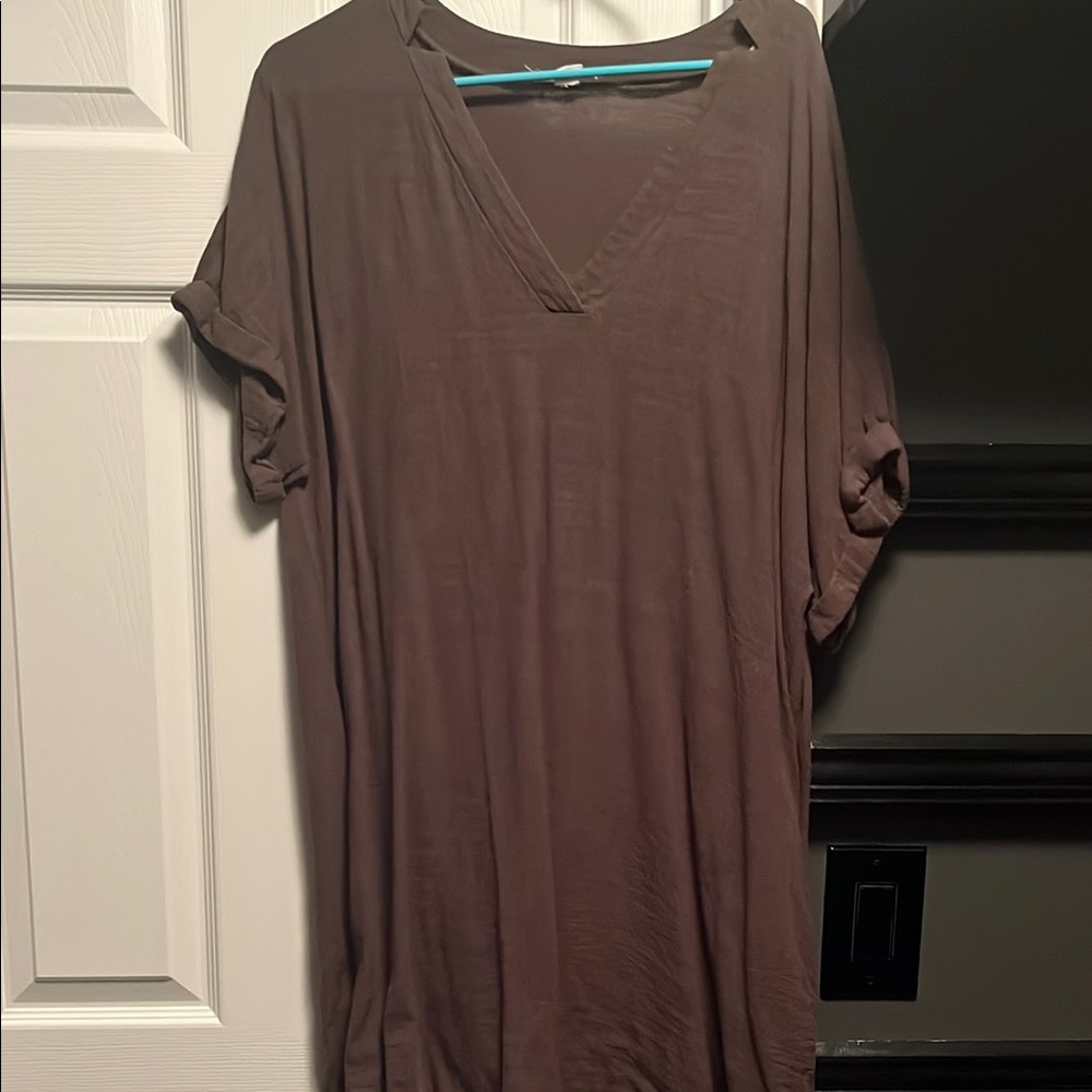 Women's V-Neck Olive Dress